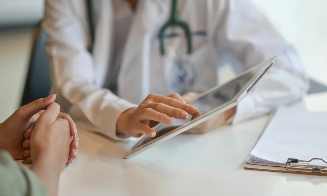 Clinician using a tablet